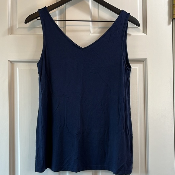 Willi Smith Navy Blue Double V Neck Tank - Size Small - Picture 1 of 5